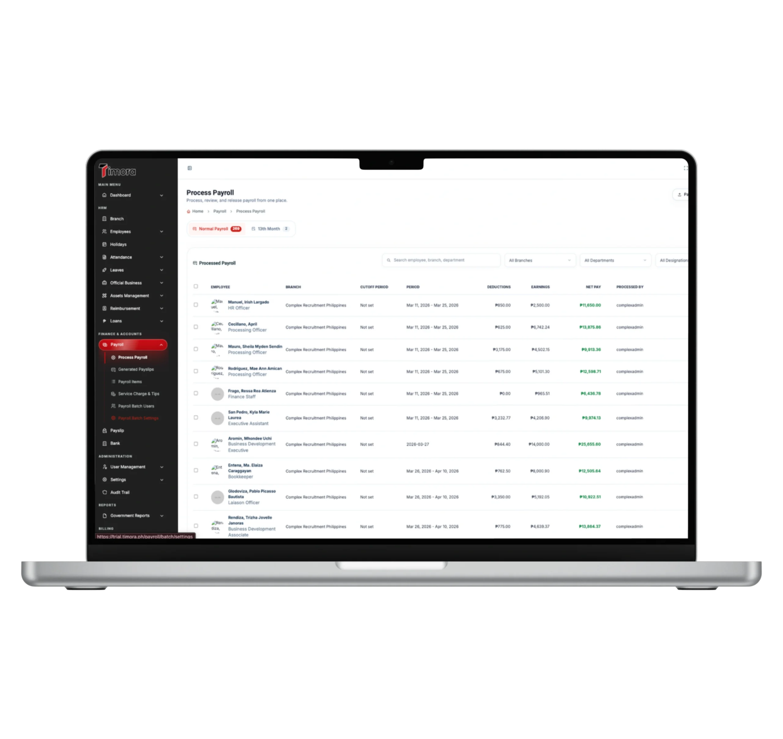 Timora payroll reports and workforce insights